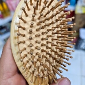 برس چوبی بامبو اصل مدل بیضی سر گرد ضد الکتریسیته